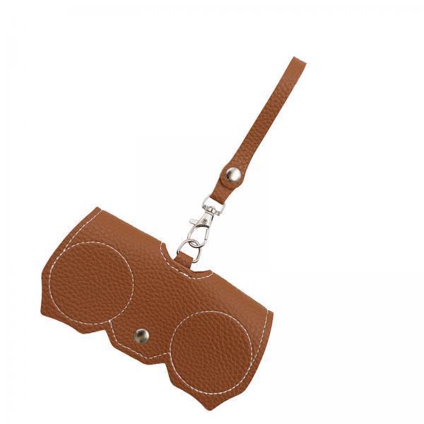 4xGlasses Bag Handmade Dustproof Glasses Clip PU Leather Case Eyeglasses Pouch Brown