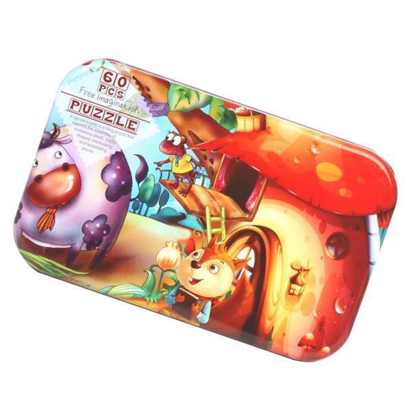 4xKids Wooden Jigsaw Puzzles with a Storage Box  Squirrel Cow