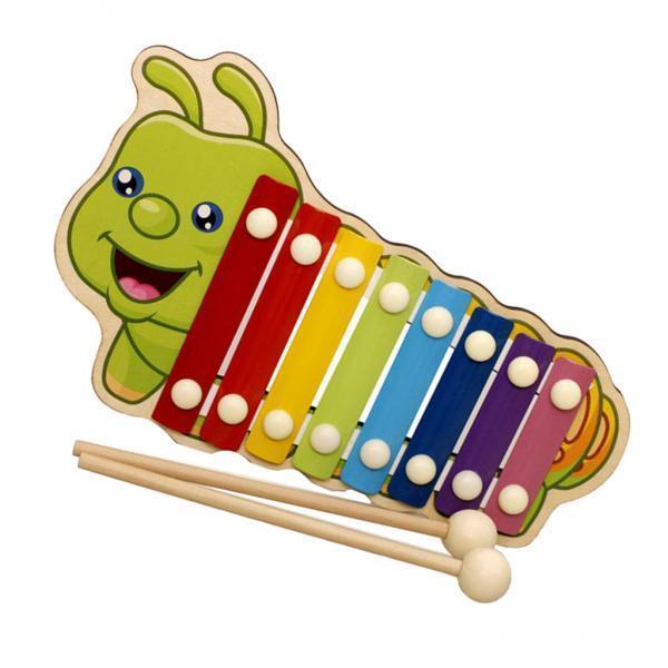 3xWooden Toy Animal Octave 8 Tones Knock Xylophone Piano Ball Hammering Caterpillar
