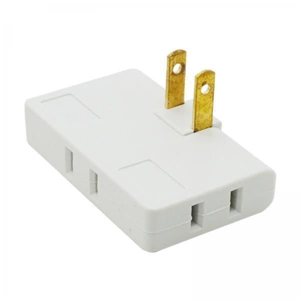 2x3 Way Outlet Extender Portable 2 Prong Swivel Plug Outlet for Home Household White