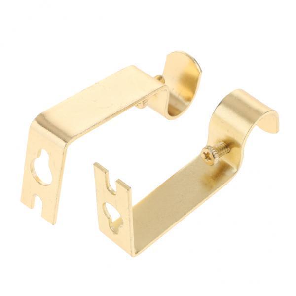 3xSet of 2Pcs Metal Curtain Pole Rod Wall Bracket Hook Holder Golden