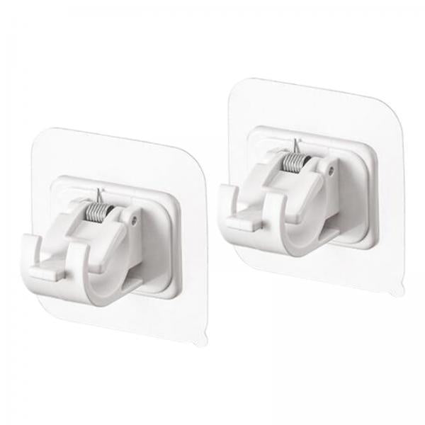 3x2 Pieces Self Adhesive Curtain Rod Bracket Plastic for Wall Kitchen Home White
