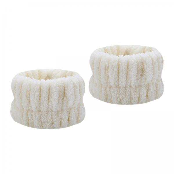 3x2Pcs Face Washing Wristbands Microfiber Wrist Towels Band for Female Girls Beige