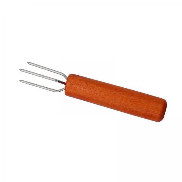 3xCorn Holder BBQ Cooking with Wood Handle Fruit Forks Corn on The COB Holder Weedtree Handle Thin