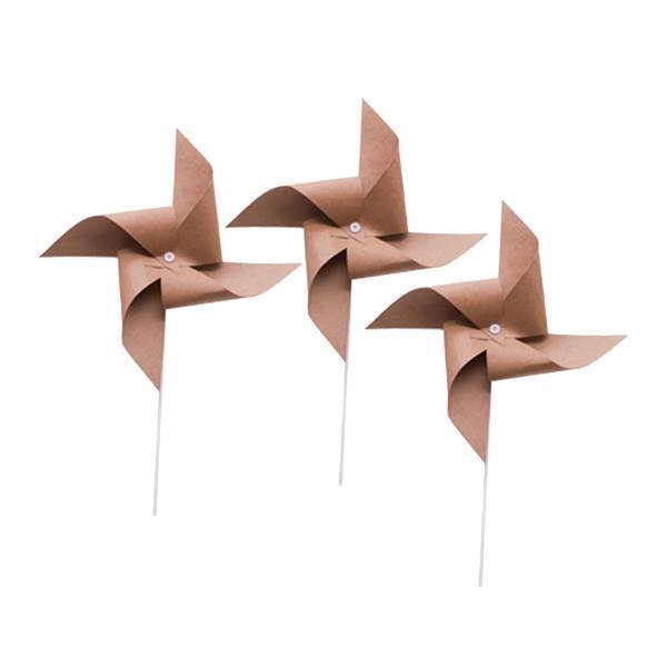 3x3Pcs Kraft Windmill Pinwheel Wind Spinner Garden Wedding Party Decor