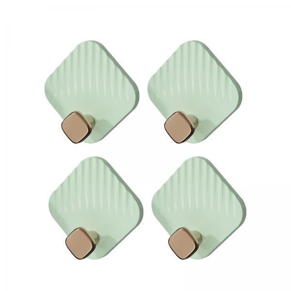 3x4 Pieces Bathroom Towel Hooks Multifunctional Hooks for Bathroom Office Hats green