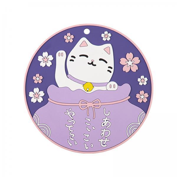 2xCartoon Cat Coaster Decorative Table Mat for Countertop Dining Table Kitchen Purple 16cm