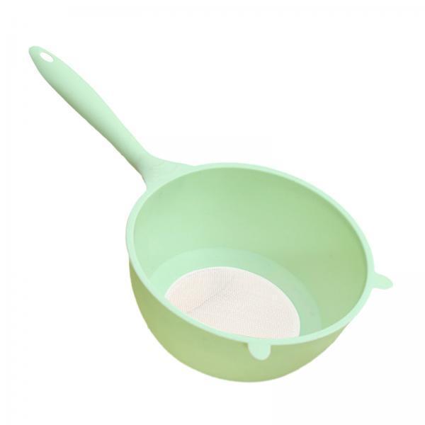 2xWashing Colander with Handle Rice Washing Strainer for Rice Carrots Broccoli green and L
