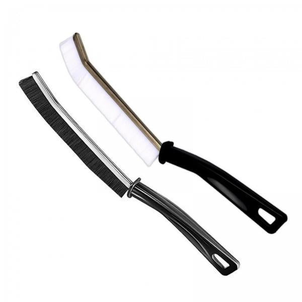 3xCrevice Brush Handheld Groove Cleaning Brush for Shower Bathtubs Dining Room White with black