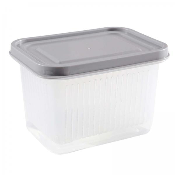3xFruit Keeper Box Leakproof Kitchen Stackable Non Slip Food Storage Container Gray