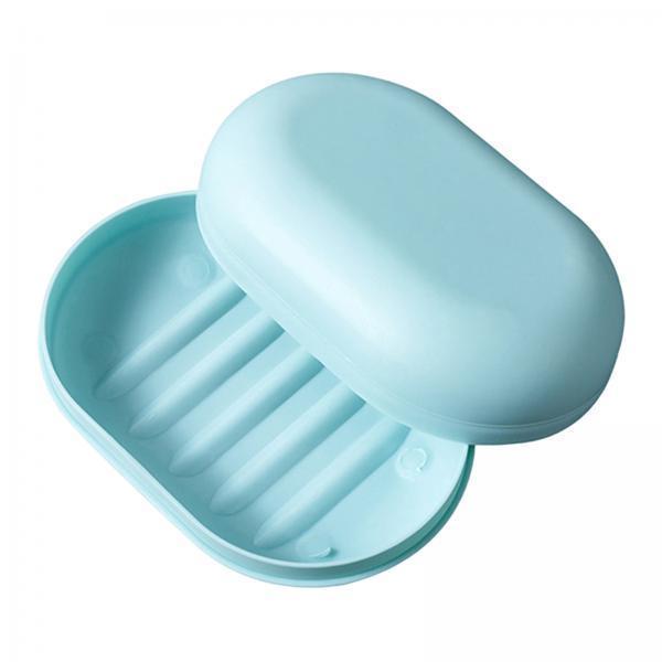 2xSoap Box Holder Detachable Soap Holder with Lid for Hiking Traveling Shower Blue