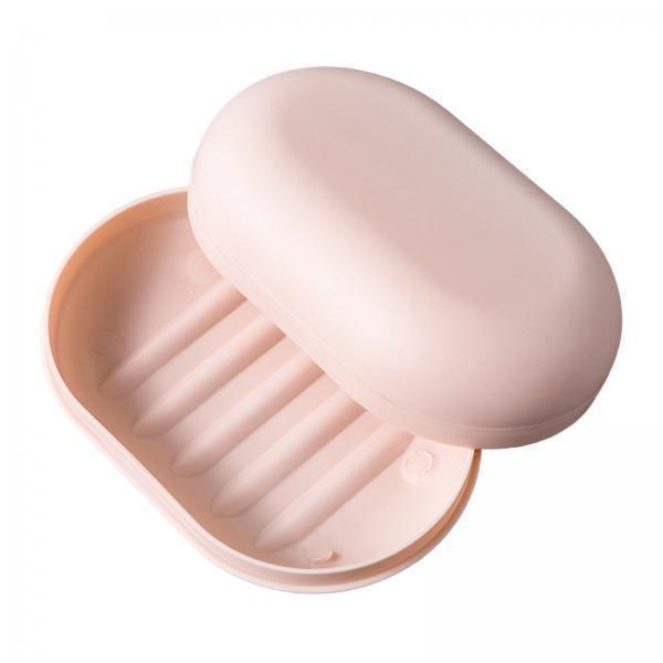 2xSoap Box Holder Detachable Soap Holder with Lid for Hiking Traveling Shower Pink