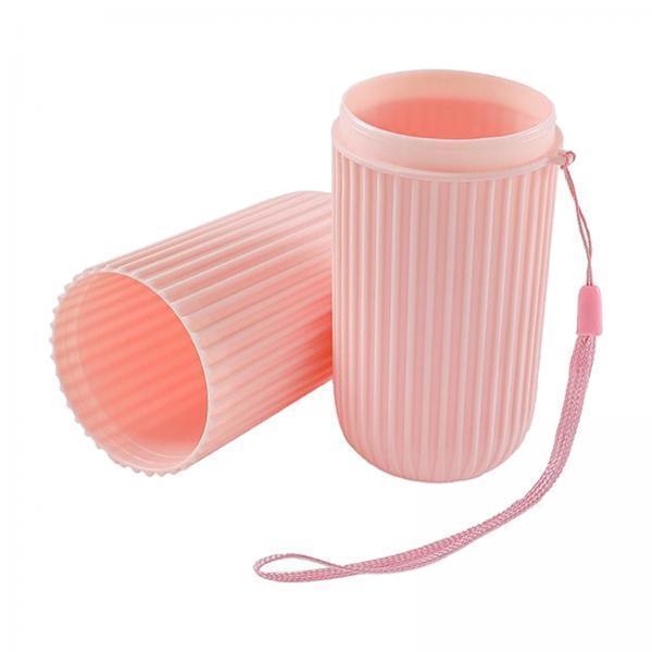 4xBusiness Trips Wash Cup Holder Dustproof for School Outdoor Family Daily Use pink