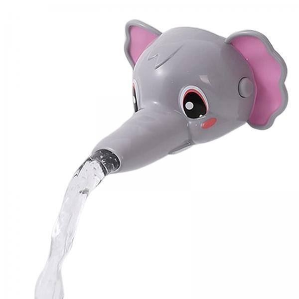 2xAnimal Shaped Kids Faucet Extender Anti Splash for Kids Gray Elephant
