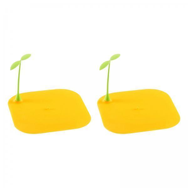 4x2pcs Drain Pad Floor Drain Cover Deodorant for Kitchen Shower Laundry Yellow