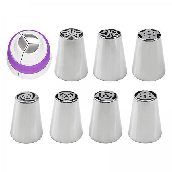 2xRussian Piping Tips Frosting Piping Kit DIY Piping Tips Set for Cookie 8Pcs