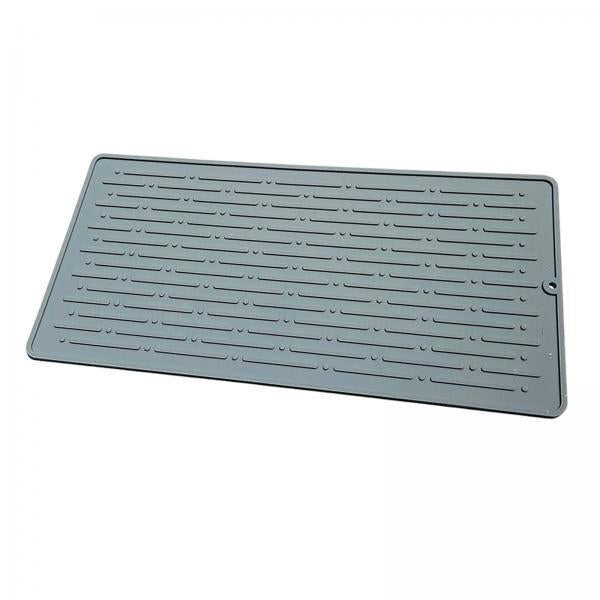 2xSilicone Drying Mat Sink Mat Rectangle Tableware Table Mat Placemat Flexible Gray