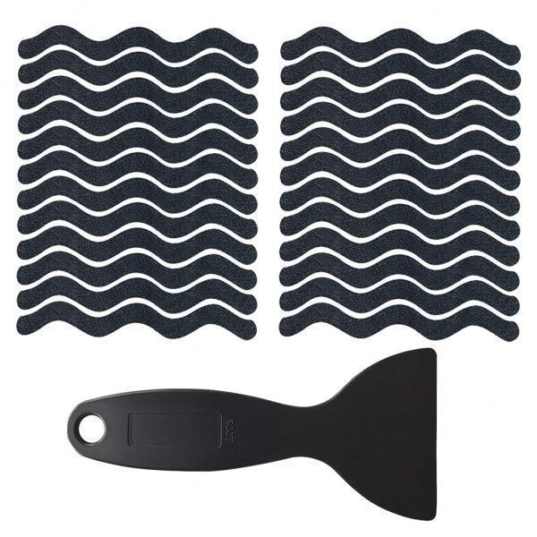 4xSet of 24 Anti Slip Bath Tape Shower Pad w/ Shovel for Stairs Outdoors Black