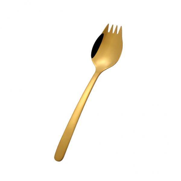 4xOutdoor Stainless Steel Spoon Spork Practical Cutlery Flatware Gold