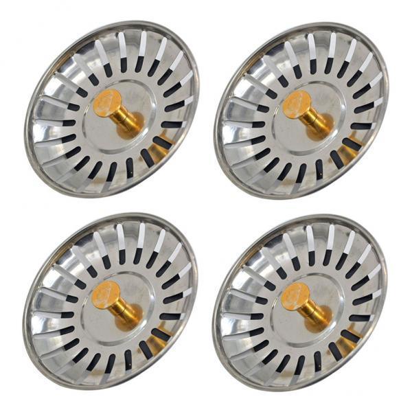 2x4Pack Stainless Steel Kitchen Sink Strainer Waste Plug Filter Drain Stopper
