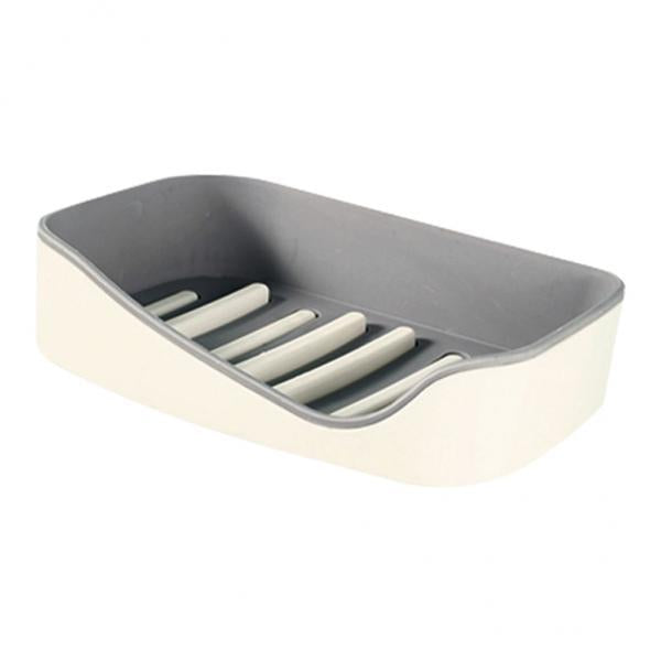 3xSoap Holders with Drain, Double Layer Draining Soap Box for Bathroom Grey
