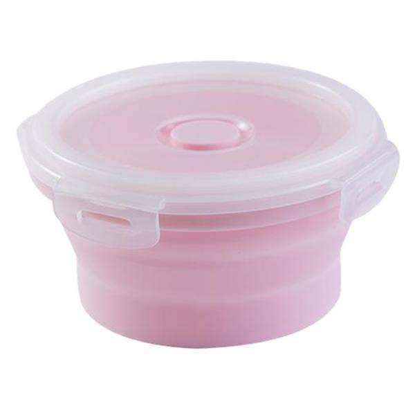 3xRound Food Container Storage Collapsible Camping Bowl Microwave Refrigerator small 350ML pink