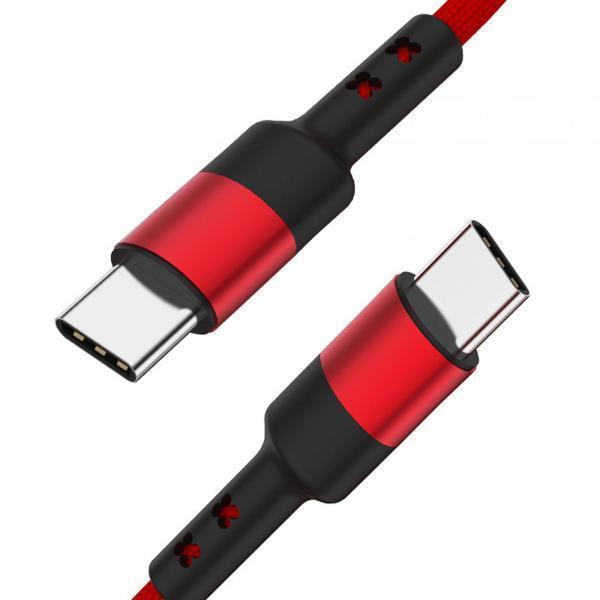 2xUSB C to USB c data Cable 3.8mm Od Durable for Computer Smartphones Notebook 100cm Red