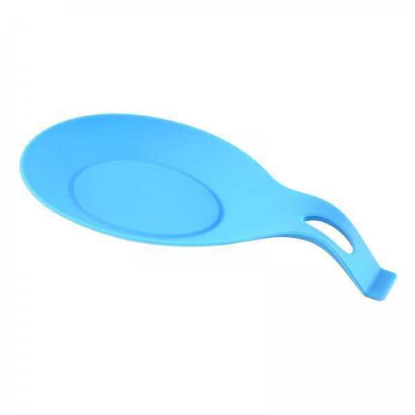 2xHeat Resistant Silicone Spoon Rest Kitchen Utensil Spatula Holder Tool Aid Blue