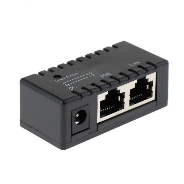 2xPOE Injector Splitter over Ethernet Adapter IP Camera LAN Network DC Black