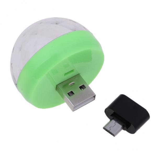3xMini USB Stage Disco Light Voice Control Magic Ball Lamp RGB LED Bulb Green