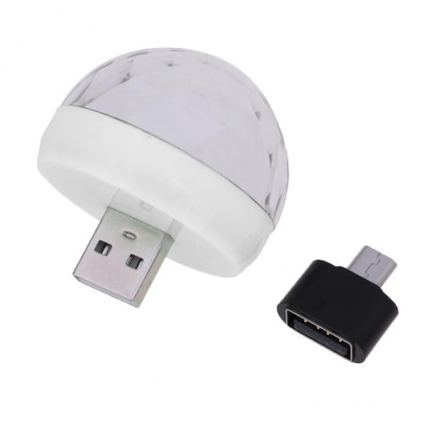 3xMini USB Stage Disco Light Voice Control Magic Ball Lamp RGB LED Bulb White
