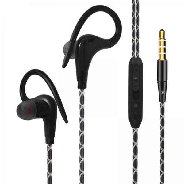 2xSports Wired Earbuds 3.5mm Jack with Over Ear Hook for Jogging Gym Black