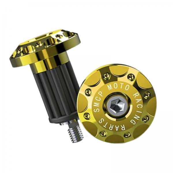3x2Pcs Motorcycle Handle Bar End Grips Plug Caps CNC Aluminum Alloy  Gold