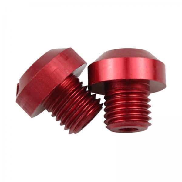 2x2 Pcs M10x1.25 Rearview Mirrors Thread Hole Plug Screw Bolts Red Positive