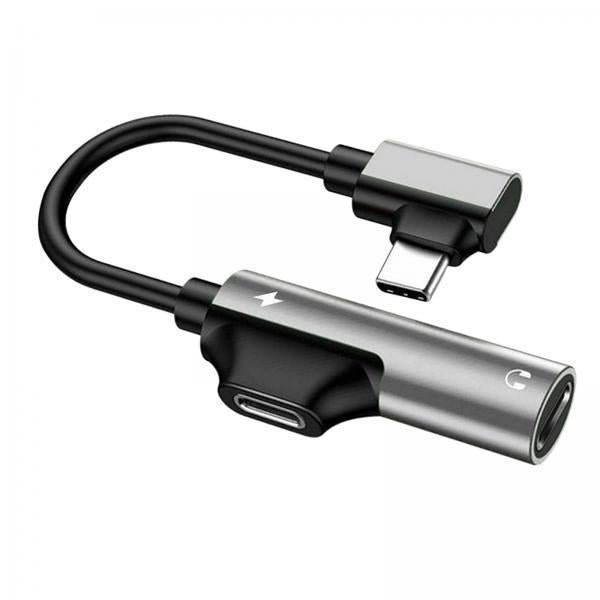 4x2-in-1 USB-C PD Headphone Jack Adapter for Aux Stereo Earphones silver