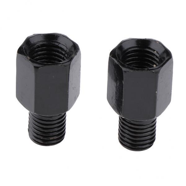 2xScooter Motorcycle Rearview Side Mirror RH 10mm - LH 10mm Adapter Black