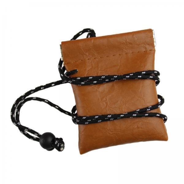 4xHanging Neck Pouch Key Bag Small Wallet Storage Bag for Men Women Earbud Bag Brown