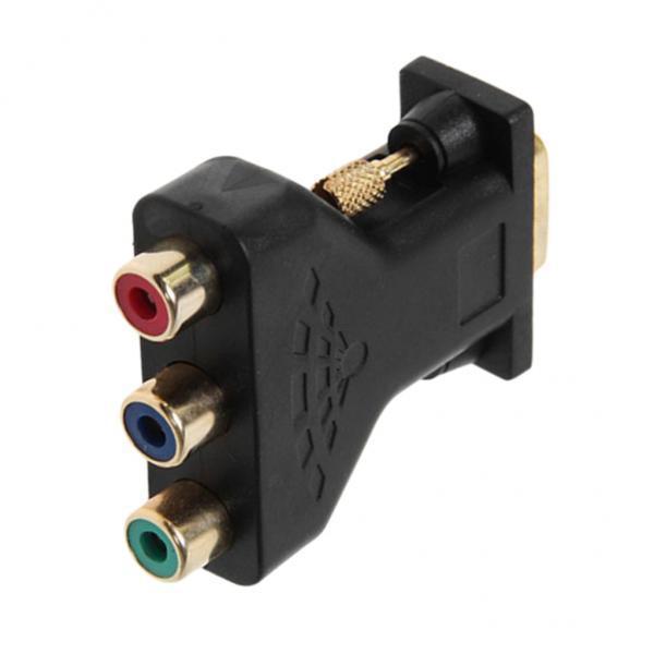 4x3 RCA RGB Video Female To 15-PIN VGA Male Component Video Jack Adapter Black
