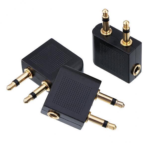 3x3 Pack Aircraft Plug Conversion Jack for Headphones Golden Plated Universal