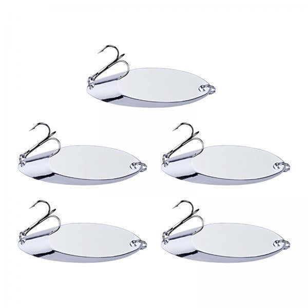 3x5 Pieces Fishing Spoons Lures Spinnerbaits Hooks Bass Baits and Lures Silver 1.5g