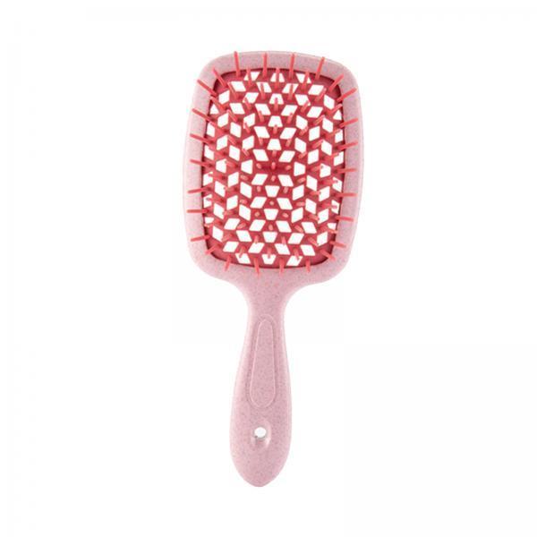 4xDetangling Hair Brush Soft Flexible Accessory Durable Curved Vent Hair Brush Pink