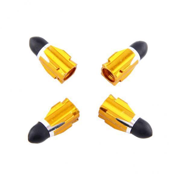 4x4Pieces Alloy Tire Stem Valve Caps Dust Cover for Motorcycle Yellow + Black