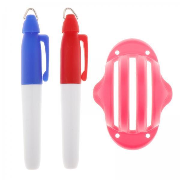 2xGolf Ball Liner Marker Template Alignment Marker Pens Putting Aids Red