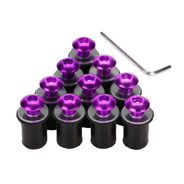 2x10 Pieces Universal Windscreen Windshield Bolts Screw Kit M5 5mm Bolt Purple