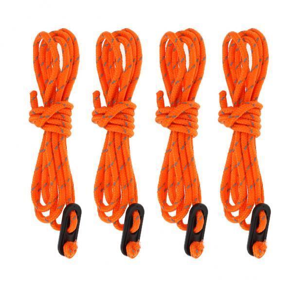 4x4pcs Camping Tent Guyline Reflective Nylon Rope & Adjusters 4pcsx2m Orange A