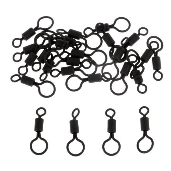 2x25pcs Carp Fishing Rolling Swivels with Long Body and Large & Small Eyes