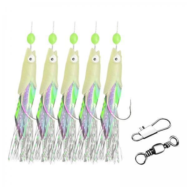 4x5Pcs Luminous Fishing Rigs Fish Lure for Sea Fishing Saltwater Mackerel 22mmx10mm