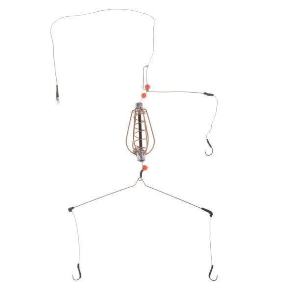 2xFishing Feeder Basket Holder Fishing Bait Cage with Line Hooks Sinker 25g