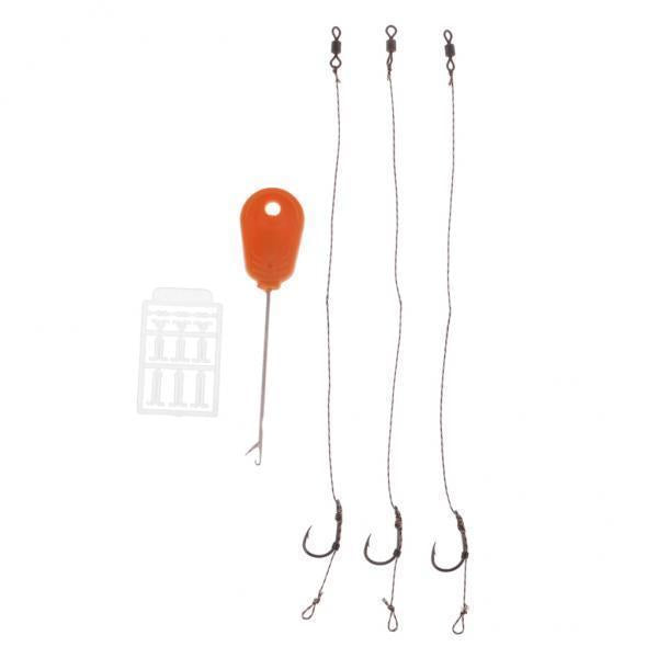 3x5pcs Ready Tied Carp Fishing Rigs Hair Rigs Bait Needle Boilie Stopper 002