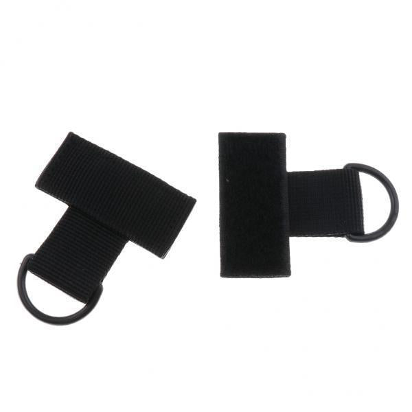 4x2 Pieces Outdoor MOLLE Nylon Webbing T Hook & Loop D Key Ring Black